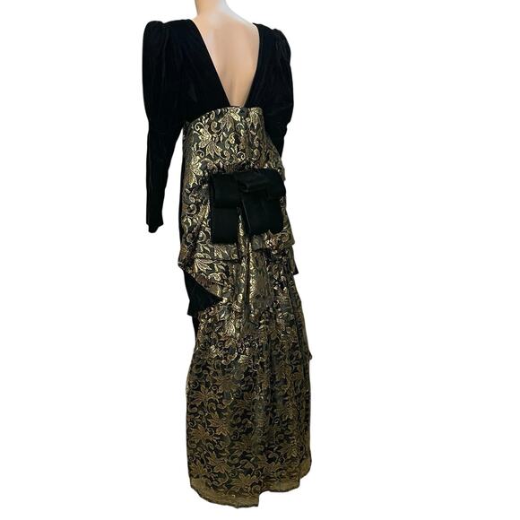 80s VTG Jessica McClintock Velvet Victorian Gown Medium Lace Formal Holiday - Picture 5 of 11